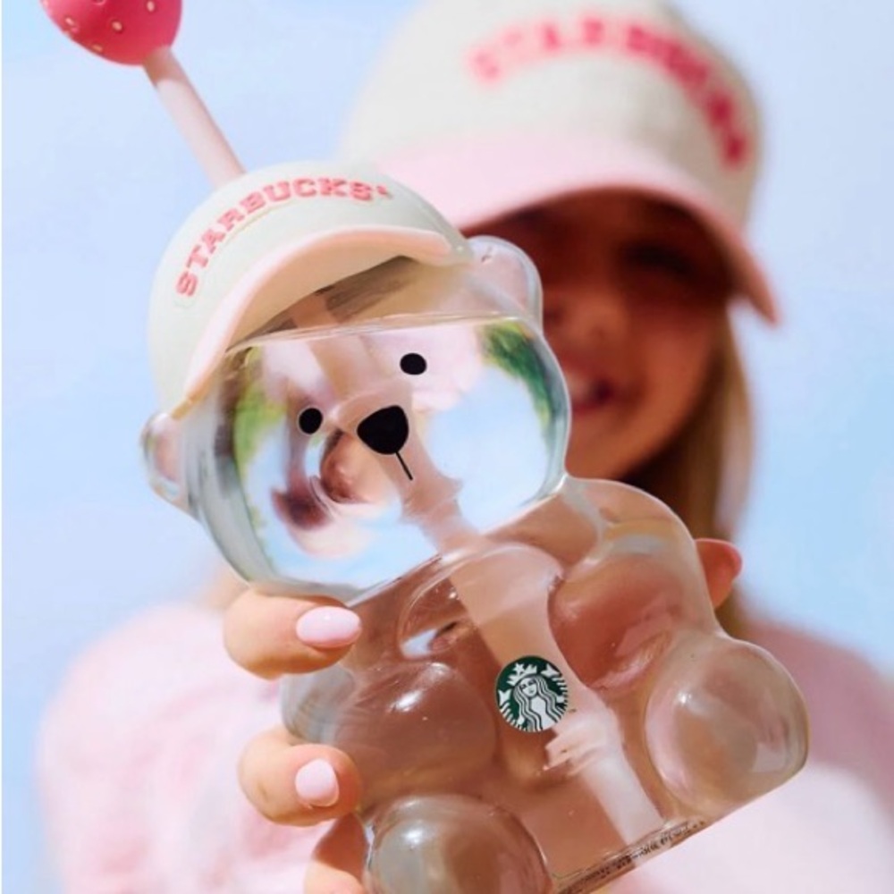 Starbucks pink Authentic Glass bear cup, comes with box etc. FastShip